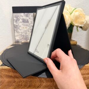 Christian Dior Black Portable Folding Mirror - Studded Logo NIB Novelty Limited